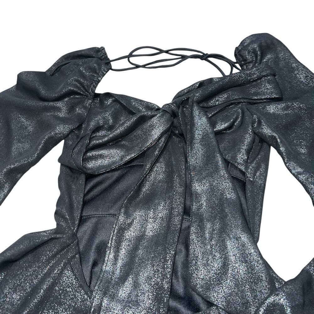 LUCY IN THE SKY Black Shimmer Chiffon Fit & Flare Dress Size S - Picture 5 of 8
